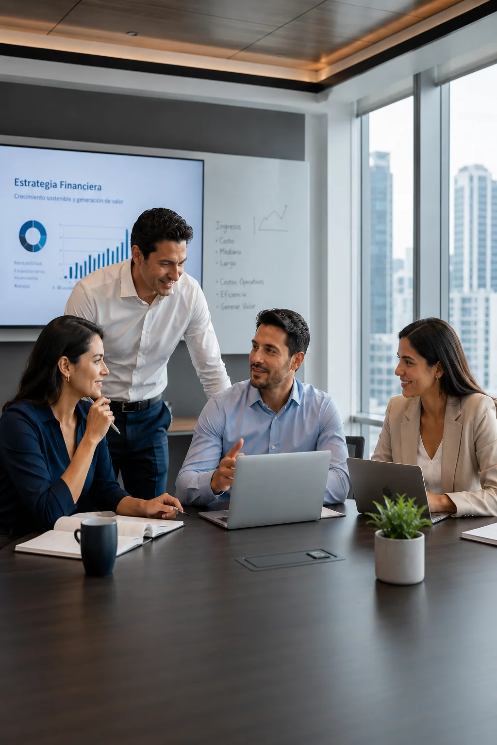 Instructor de Tovar & Asociados explicando a un grupo de profesionales del sector financiero