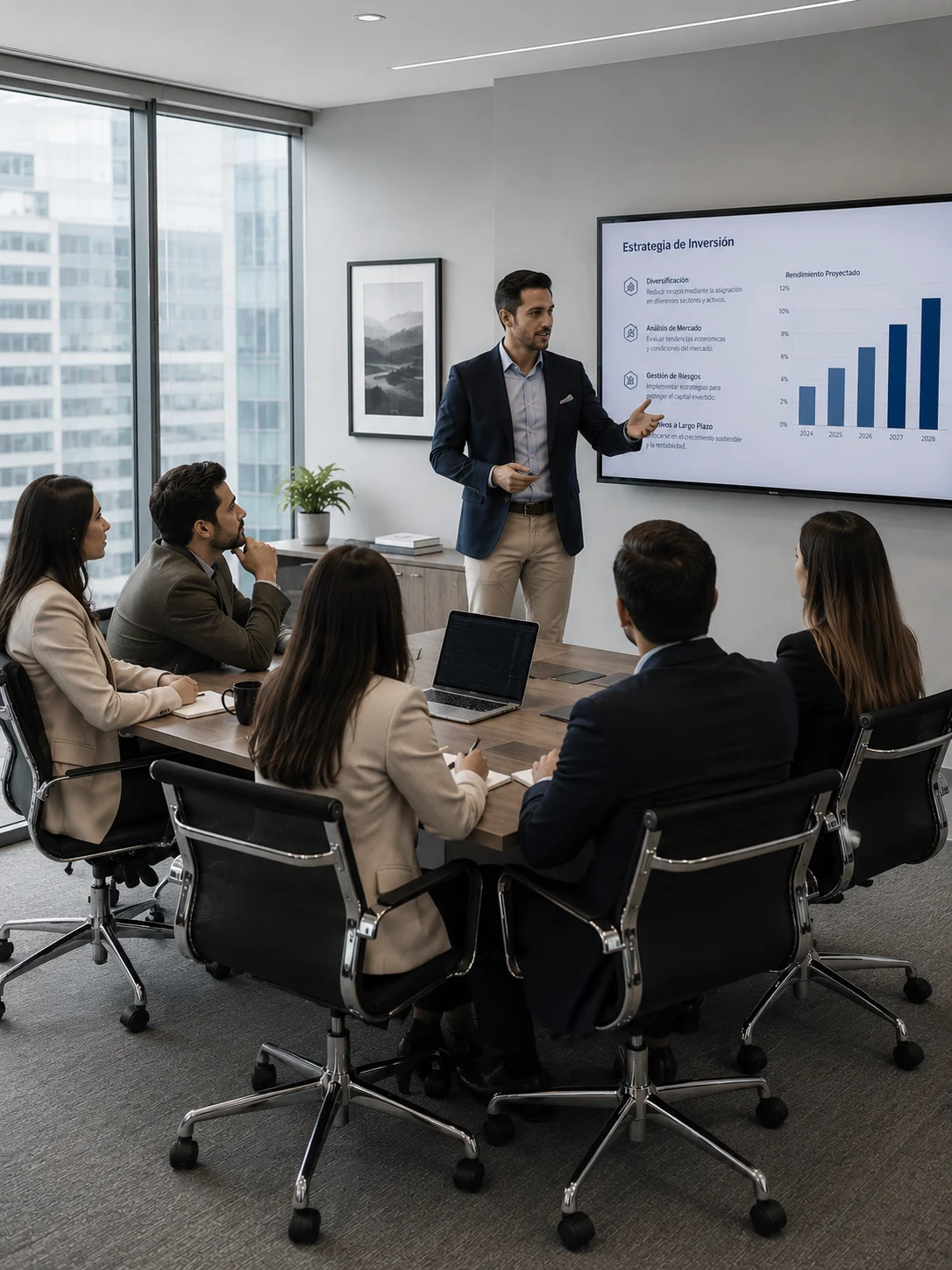 Equipo comercial del sector financiero en una sesión de formación